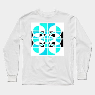 Inverted Blue Black White Geometric Abstract Acrylic Painting III Long Sleeve T-Shirt